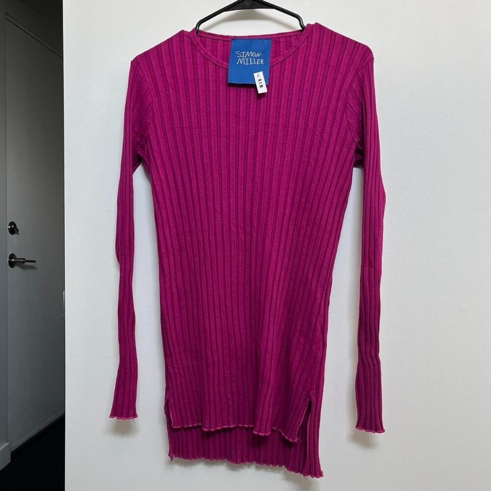 Simon Miller ribbed long sleeve shirt dark fuchsia size xs!